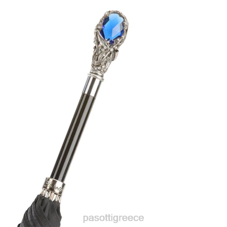 ομπρέλα | PASOTTI 478 6768-1 w68blu - μαύρη ομπρέλα με πολυτελή μπλε πολύτιμη λαβή 2N6B850 άνδρες